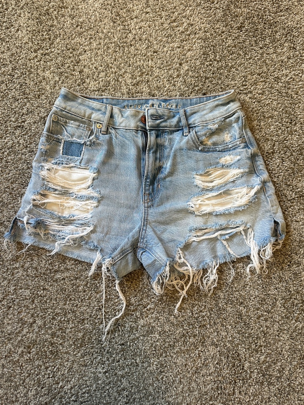 American Eagle Outfitters Light Blue Distressed Denim Shorts